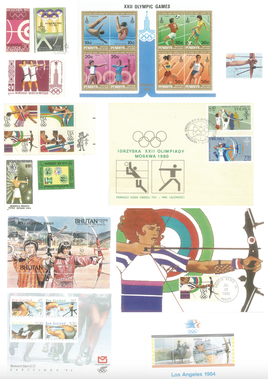 Symbole łucznictwa na znaczkach pocztowych